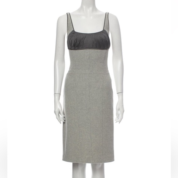 Narciso Rodriguez Designer Women’s Grey Two Toned Sexy Column Tank Dress Midi 6 - Picture 1 of 15